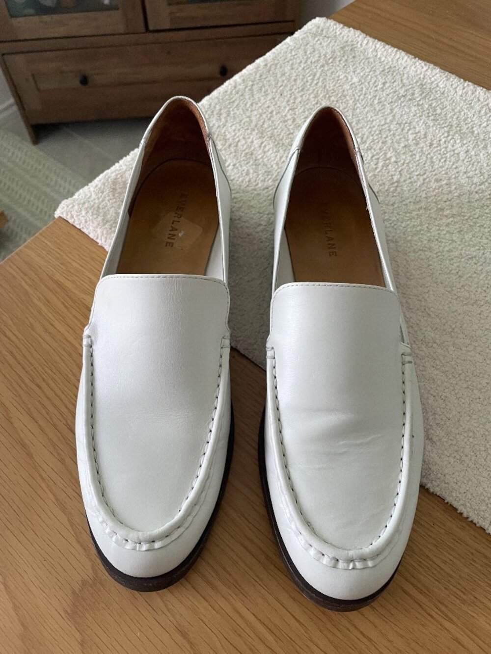 Everlane The Modern Loafers Women 9.5 White Leather Pointed Toe Slip On